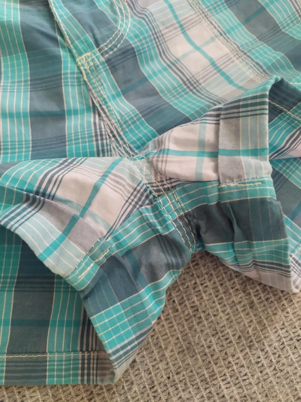 Superdry Short en Coton à Carreaux pour Femme M Turquoise Blue Y2K – photo 9